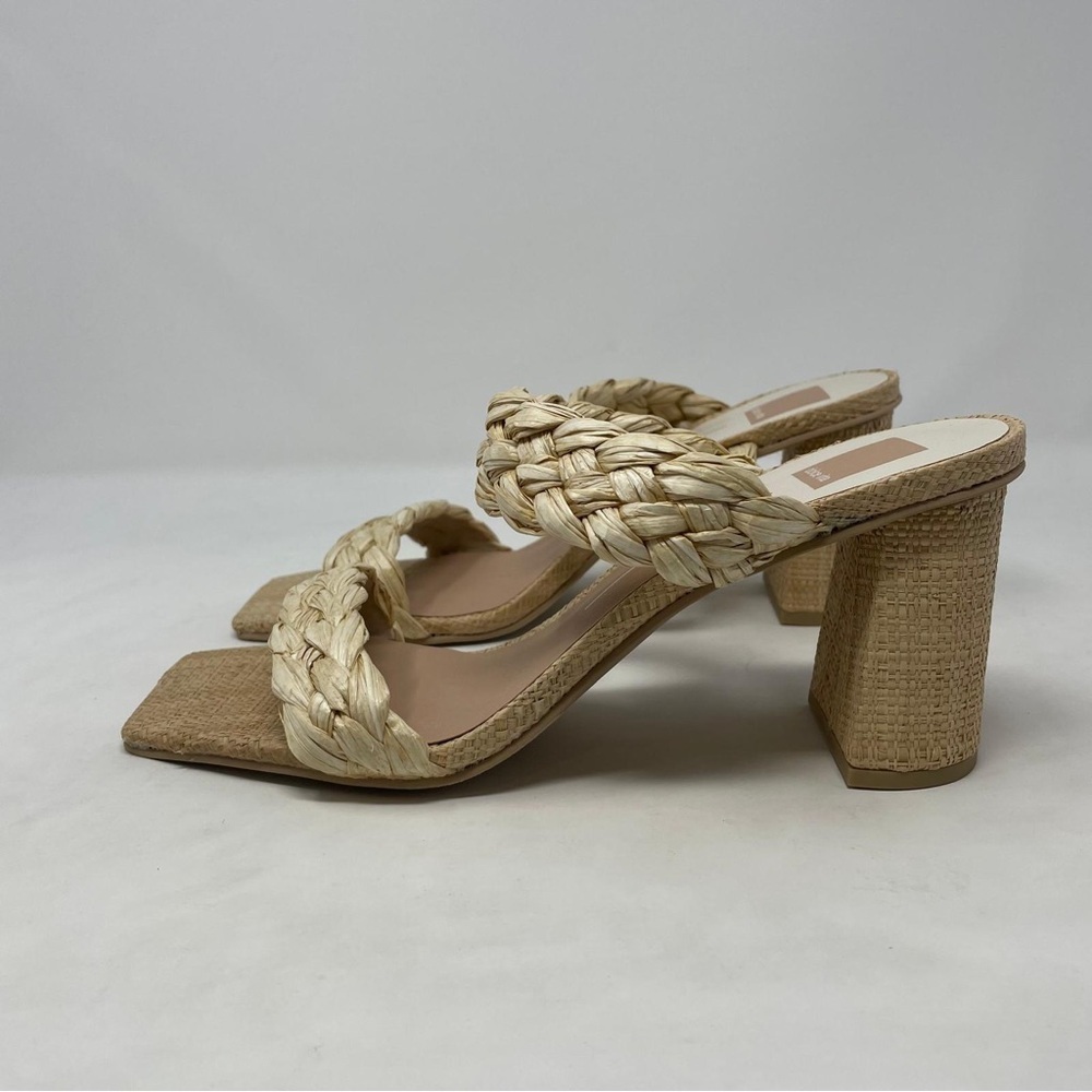 Dolce Vita Pailey Natural Raffia Woven High Heel Slide Sandals - NWT - Picture 10 of 12